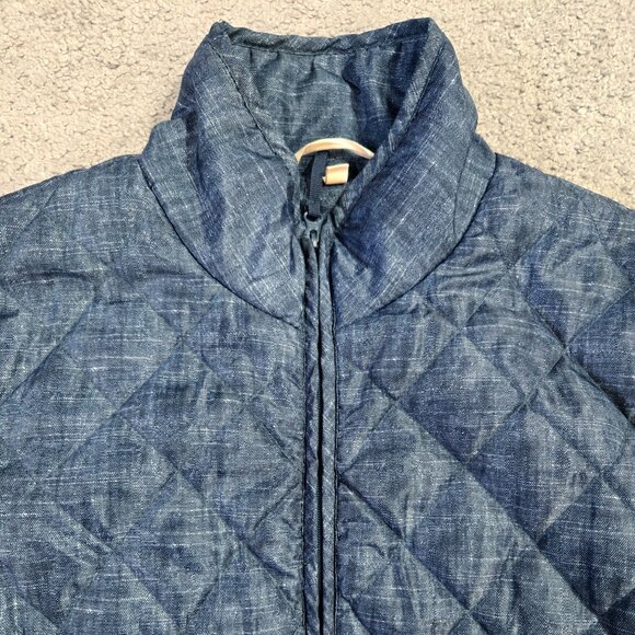 Soft Surroundings Quilted Blue Stand Collar Zip Puffer Jacket Lightweight - Picture 4 of 8